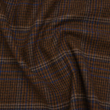 Wool Blend Tweed Twill - Brown, Cobalt Blue and Black Plaid