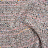 Polyester and Wool Blend Textural Tweed - Baby Pink, White and Metallic Silver