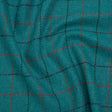 Wool Blend Tweedy Twill - Teal, Red and Navy Blue Herringbone and Plaid