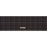 Wool Blend Tweedy Twill - Navy, Burnt Orange and Teal Blue Plaid