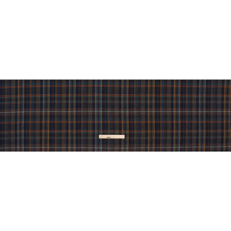 Wool Blend Tweedy Twill - Navy, Burnt Orange and Teal Blue Plaid