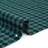 Wool Blend Tweedy Twill - Cerulean Blue, Olive and Dark Green Diamonds