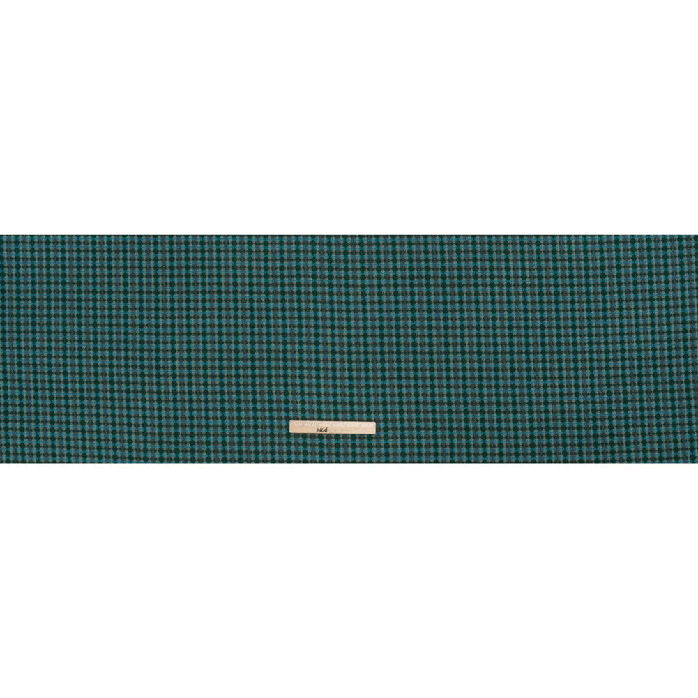 Wool Blend Tweedy Twill - Cerulean Blue, Olive and Dark Green Diamonds