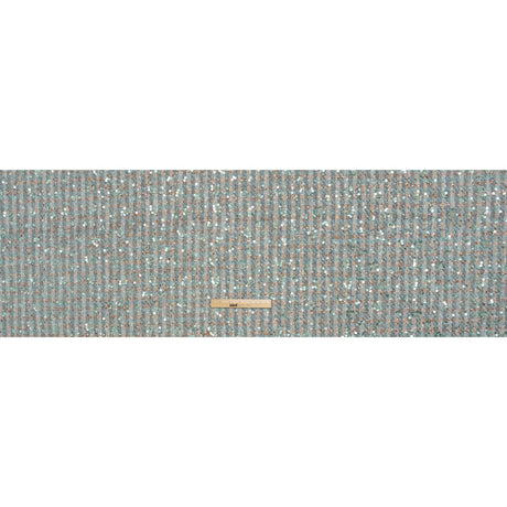 Polyester Tweed with Sequins and Beads - Mint Green, Copper and Gray Abstract over Plaid