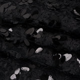 Fuzzy Tweed with Fabric Appliques and Oval Paillette Sequins - Black Vines