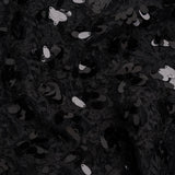 Fuzzy Tweed with Fabric Appliques and Oval Paillette Sequins - Black Vines