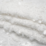 Fuzzy Tweed with Fabric Appliques and Oval Paillette Sequins - White Vines