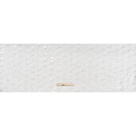 Fuzzy Tweed with Fabric Appliques and Oval Paillette Sequins - White Vines