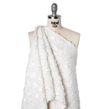 Fuzzy Tweed with Fabric Appliques and Oval Paillette Sequins - White Vines