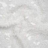 Fuzzy Tweed with Fabric Appliques and Oval Paillette Sequins - White Vines