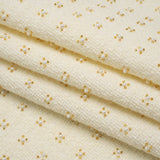 Embellished Acrylic and Wool Tweed with Backing - Off-White Tweed with Pearl and Gold Beaded Tiny Flower Grid
