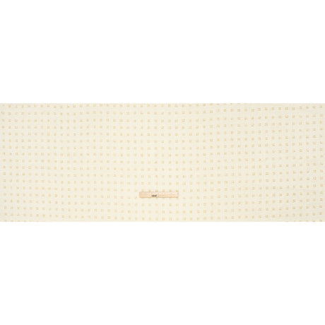 Embellished Acrylic and Wool Tweed with Backing - Off-White Tweed with Pearl and Gold Beaded Tiny Flower Grid