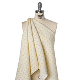 Embellished Acrylic and Wool Tweed with Backing - Off-White Tweed with Pearl and Gold Beaded Tiny Flower Grid