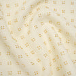 Embellished Acrylic and Wool Tweed with Backing - Off-White Tweed with Pearl and Gold Beaded Tiny Flower Grid