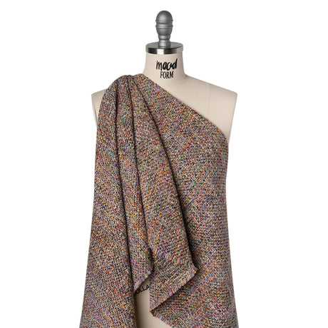 Polyester Tweed Woven - Rainbow and Metallic Gold Mottle
