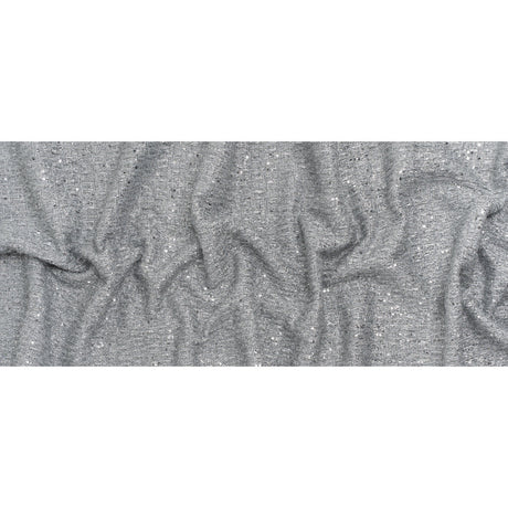 Metallic Embellished Tweed - Bright Silver with Sequins and Eyelash Fringe