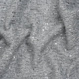 Metallic Embellished Tweed - Bright Silver with Sequins and Eyelash Fringe