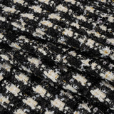 Sequined Polyester Blend Tweed - Black and White Plaid with Gold Accents
