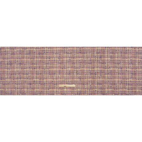 Polyester Tweed with Eyelash Fringe - Beige, Purple and Pink Striated Plaid