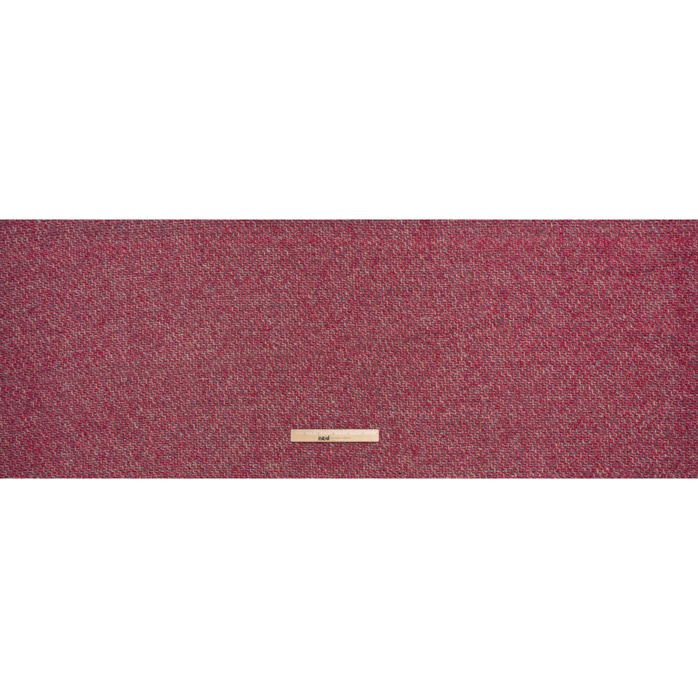 Polyester Twill Tweed with Metallic Eyelash Fringe - Magenta, Warm Purple and Gold