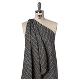 Polyester Tweed with Baby Sequins - Teal, Blue and Brown Plaid