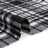 Polyester Blend Twill Tweed with Eyelash Fringe - Black and White Plaid