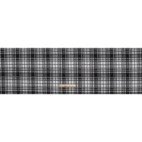 Polyester Blend Twill Tweed with Eyelash Fringe - Black and White Plaid