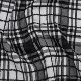 Polyester Blend Twill Tweed with Eyelash Fringe - Black and White Plaid