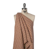 Polyester Metallic Tweed with Eyelash Fringe - Pale Pink, Beige and Tan Houndstooth
