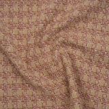 Polyester Metallic Tweed with Eyelash Fringe - Pale Pink, Beige and Tan Houndstooth