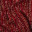 Metallic Polyester Tweed with Eyelash Fringe - Ruby Red and Burnt Orange Stripes