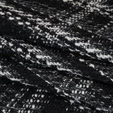 Metallic Polyester and Cotton Twill Tweed - Black and White Plaid