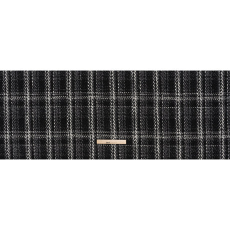 Metallic Polyester and Cotton Twill Tweed - Black and White Plaid