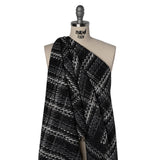 Metallic Polyester and Cotton Twill Tweed - Black and White Plaid