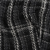 Metallic Polyester and Cotton Twill Tweed - Black and White Plaid