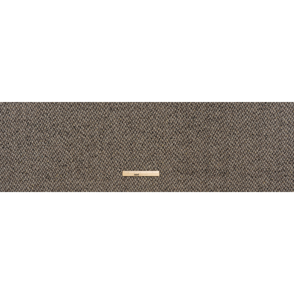Polyester and Wool Blend Tweed - Tan, Beige and Black Herringbone