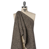 Polyester and Wool Blend Tweed - Tan, Beige and Black Herringbone