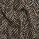 Polyester and Wool Blend Tweed - Tan, Beige and Black Herringbone