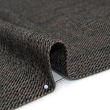 Wool Blend Twill Tweed - Black, Gray and Red Subtle Stripes