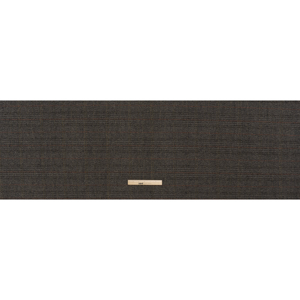 Wool Blend Twill Tweed - Black, Gray and Red Subtle Stripes