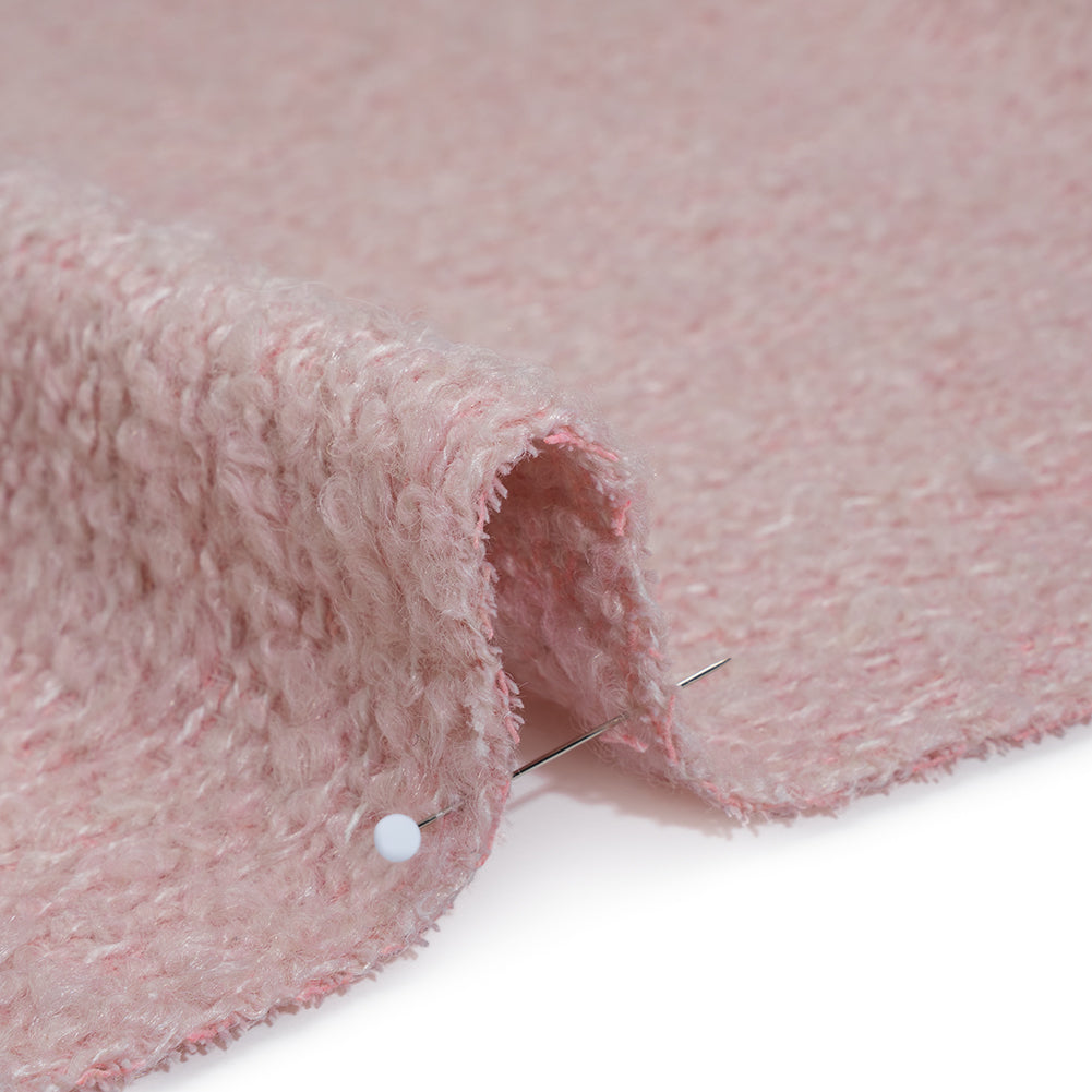 Wool Blend Boucle Tweed - Dusty Pink