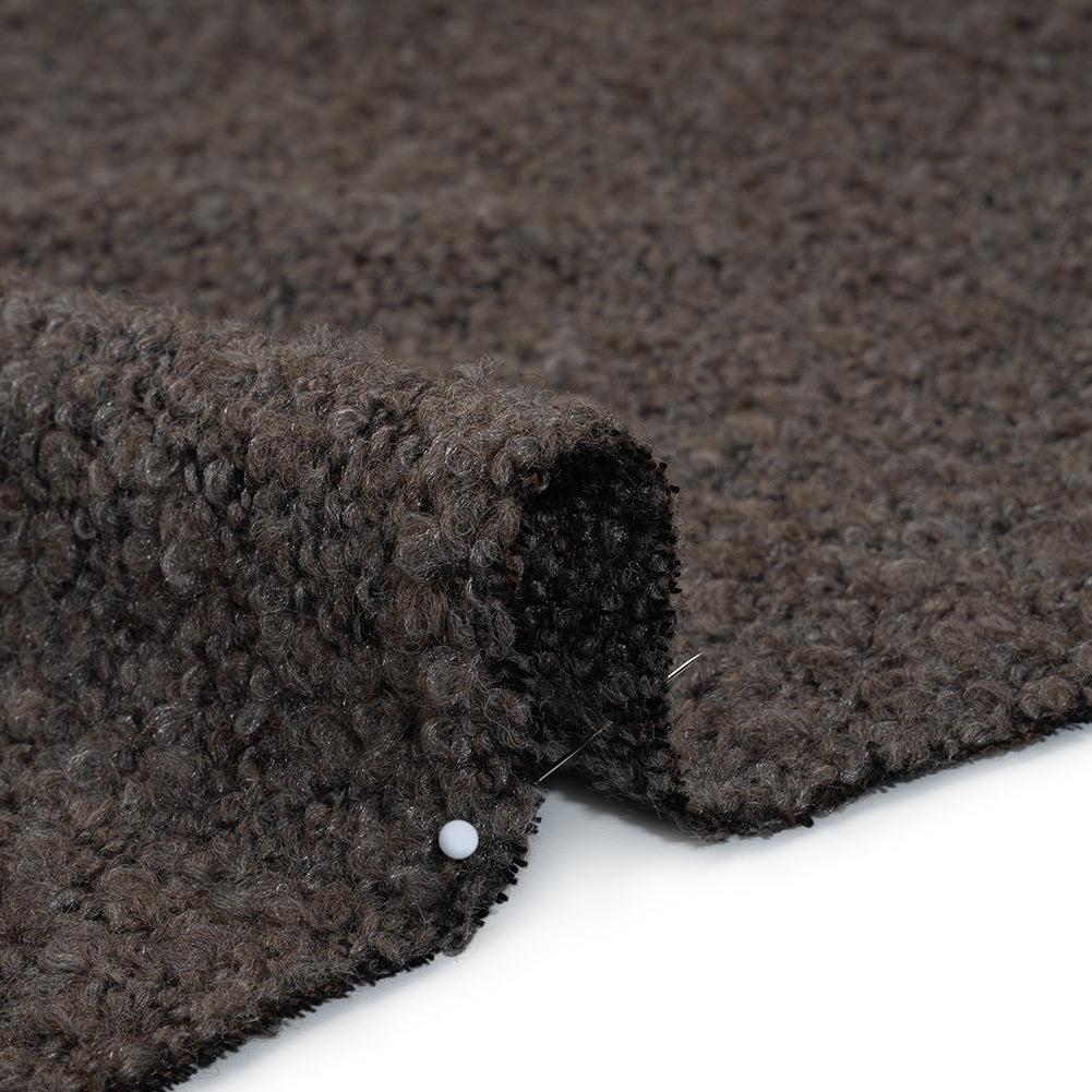 Wool Blend Boucle Tweed - Brown