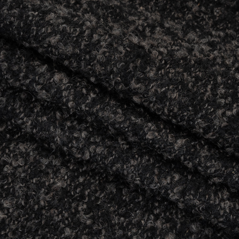 Wool Blend Boucle Tweed - Black and Brown