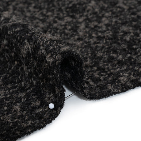 Wool Blend Boucle Tweed - Black and Brown
