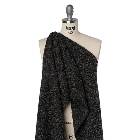Wool Blend Boucle Tweed - Black and Brown