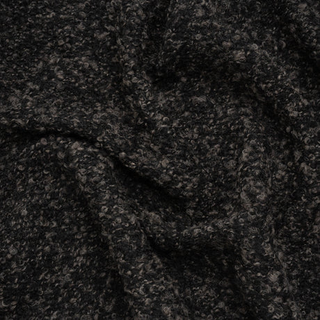 Wool Blend Boucle Tweed - Black and Brown