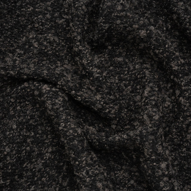 Wool Blend Boucle Tweed - Black and Brown