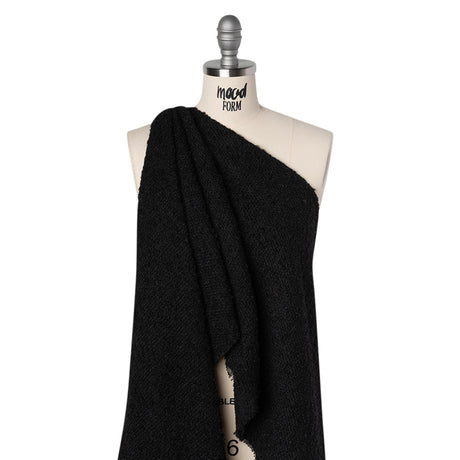 Wool Blend Boucle Tweed - Black