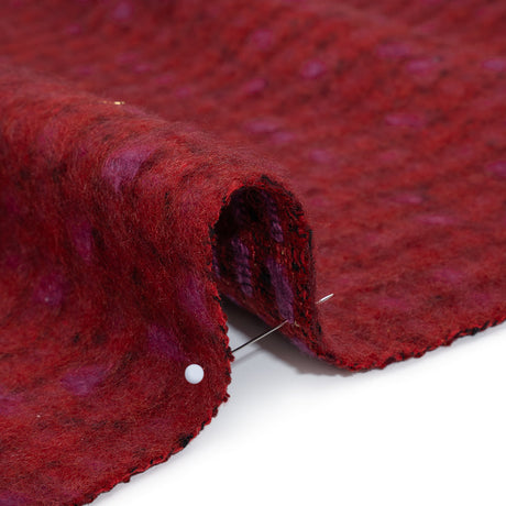Brushed Wool Blend Tweed - Red, Burgundy and Fuchsia Plaid