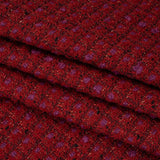 Wool Blend Tweed with Metallic Gold Accents - Red, Burgundy and Fuchsia Plaid